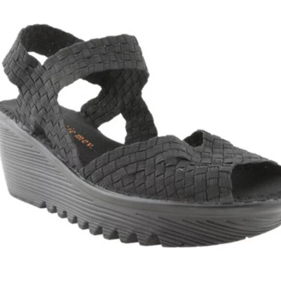 BERNIE MEV WEDGE BLACK SANDAL FAME - Picture 1 of 4